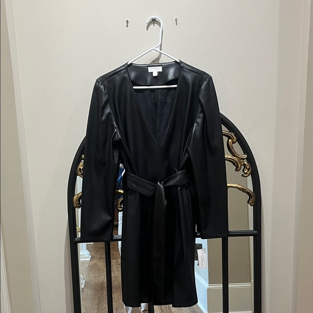 Morgan Taylor Black Faux Leather Garment NEW With tags